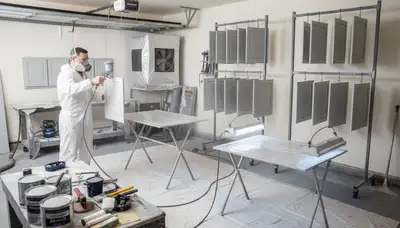 Professional cabinet painting in Columbus, OH using spray and brush techniques for smooth kitchen finishes