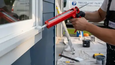 Professional caulking and sealing on Columbus OH home exterior by expert house painters
