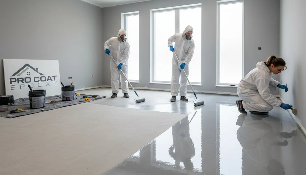 Professional epoxy floor coating in Columbus, OH for durable, glossy garage and basement floors