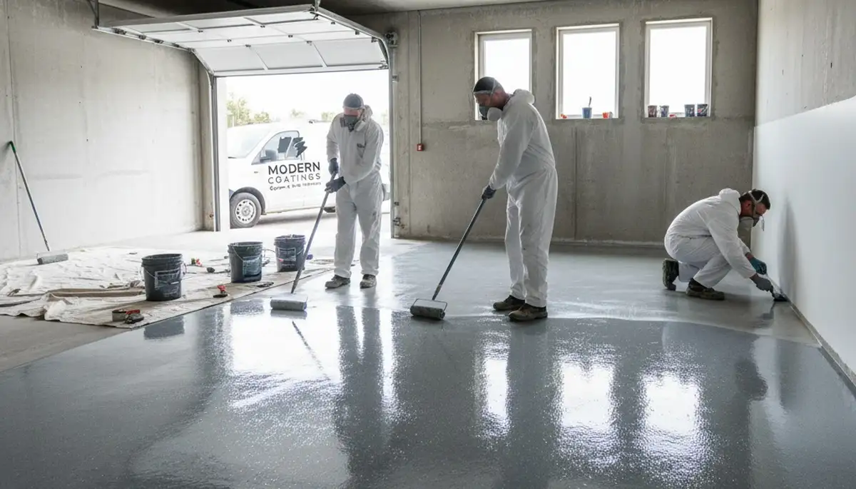 Professional epoxy garage floor coating in Columbus, OH with durable, moisture-resistant finish