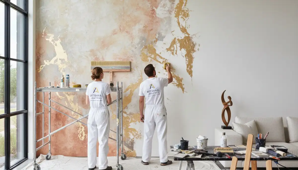 Professional faux painting finish on Columbus, OH home wall by expert decorative painters