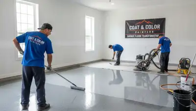 Professional garage floor epoxy coating in Columbus, OH by expert house painters