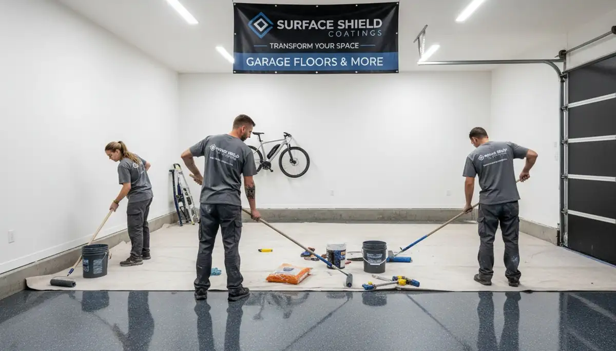 Epoxy garage floor coating in Columbus, OH with durable finish by local house-painting experts