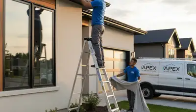 Professional gutter painting on a Columbus OH home exterior by expert house painters