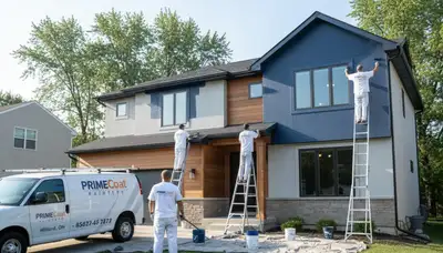 Professional house painters working on exterior home in Columbus, OH