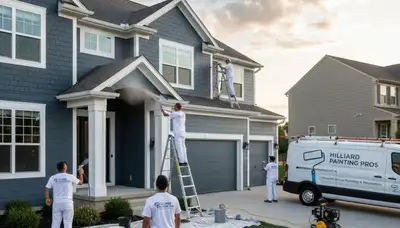 Professional house painters working on home exterior in Columbus, OH