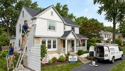 Professional house painters in Columbus OH enhancing home exterior with quality paint finish