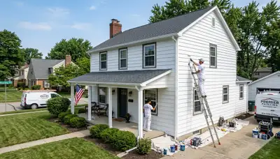 Professional house painters improving home exterior finish in Columbus, OH