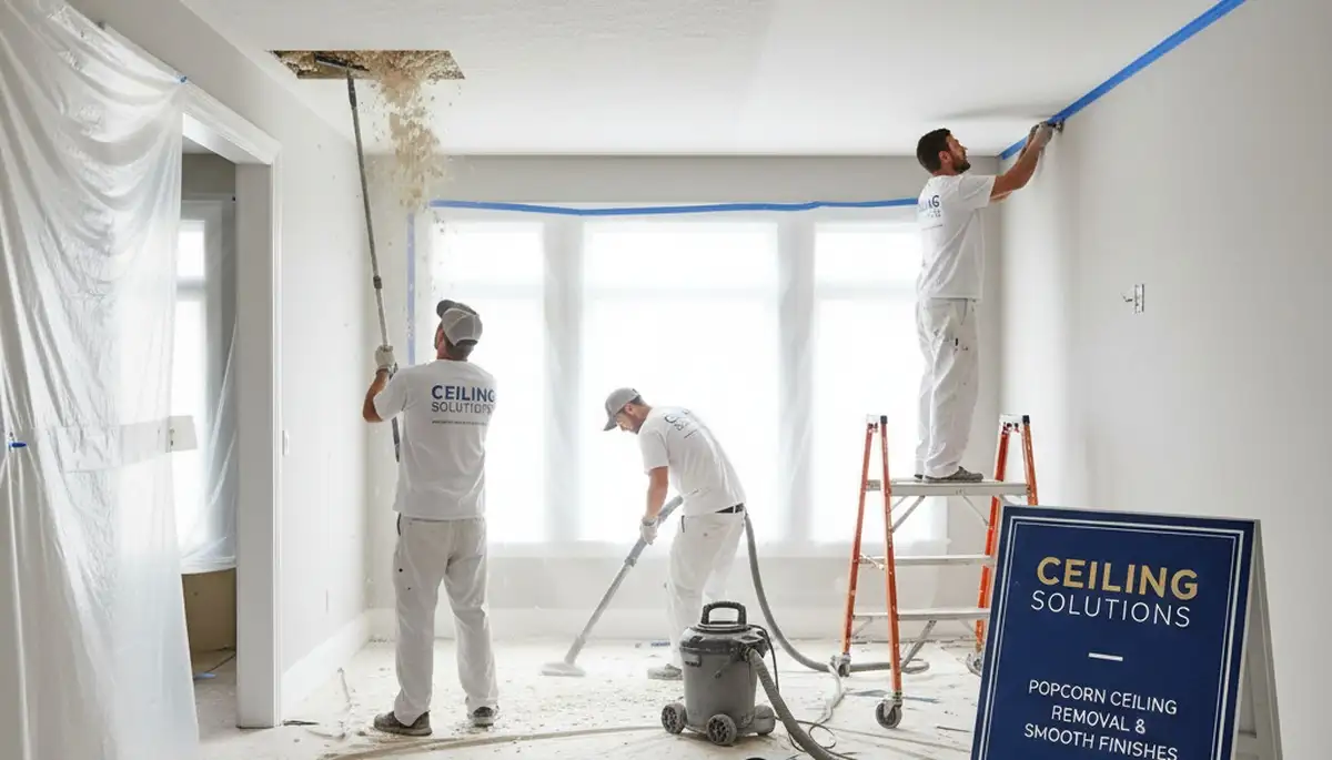 Professional popcorn ceiling removal service in Columbus, OH home interior renovation