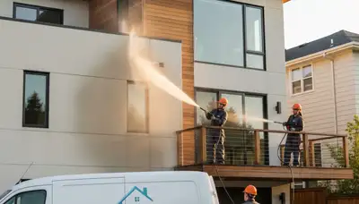 Professional pressure cleaning service removing dirt and algae from home exterior in Columbus, OH