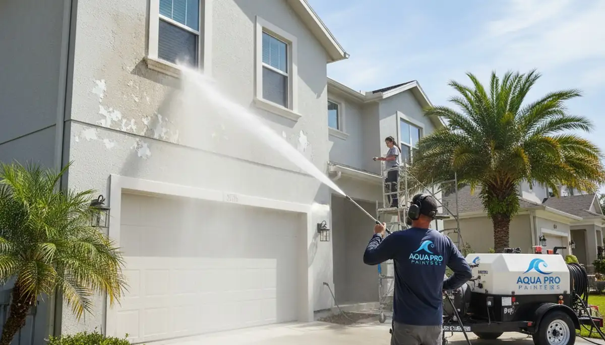 Professional pressure washing service cleaning home exterior in Columbus, OH