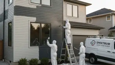 Professional siding painters working on a home exterior in Columbus, OH