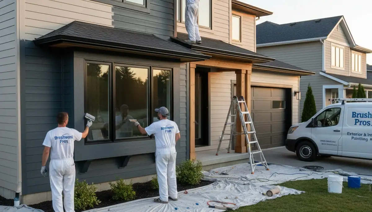 Professional siding painting on a residential home in Columbus, OH by expert exterior painters