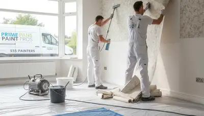 Professional wallpaper removal in Columbus OH home by expert painters for smooth, paint-ready walls
