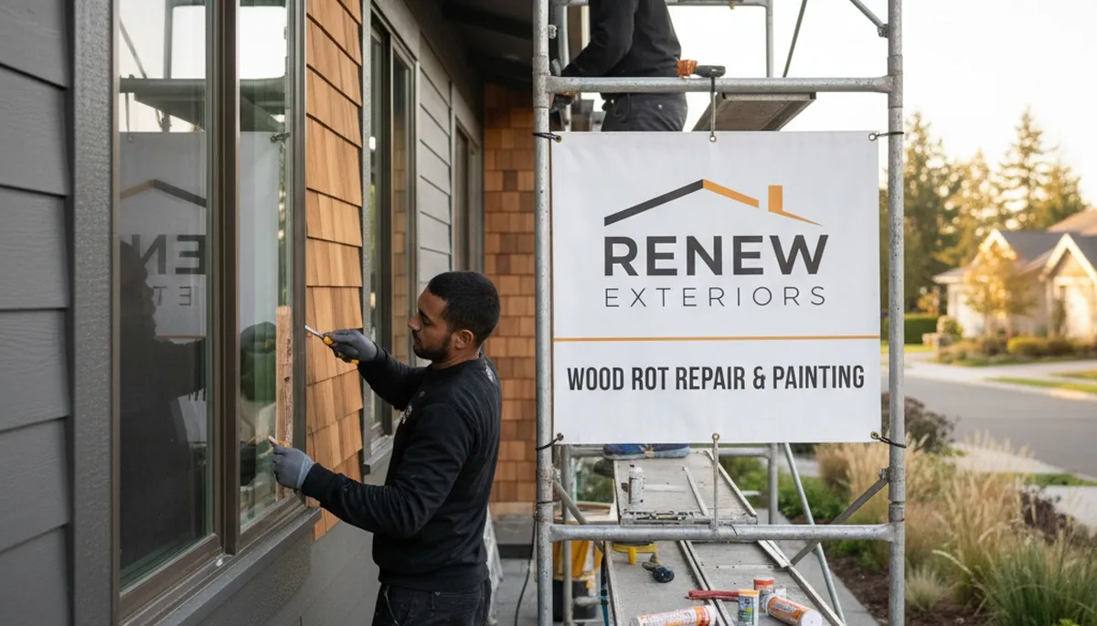 Professional wood rot repair on Columbus, OH home exterior by expert house painters