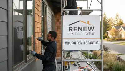 Professional wood rot repair on Columbus, OH home exterior by expert house painters